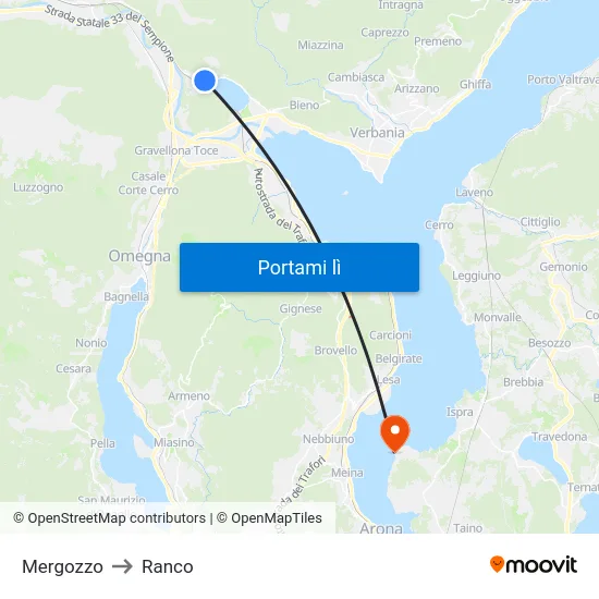 Mergozzo to Ranco map