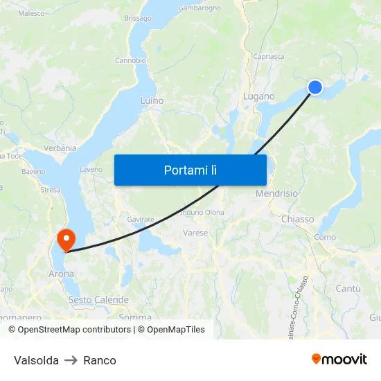 Valsolda to Ranco map