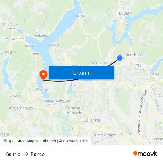 Saltrio to Ranco map