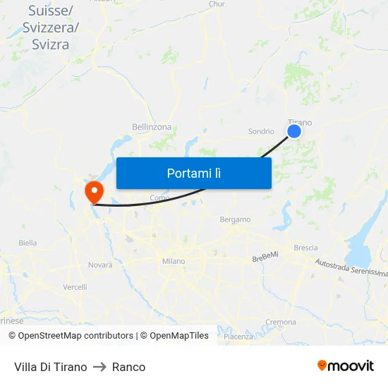 Villa Di Tirano to Ranco map