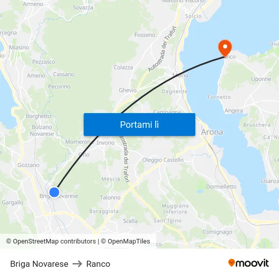 Briga Novarese to Ranco map