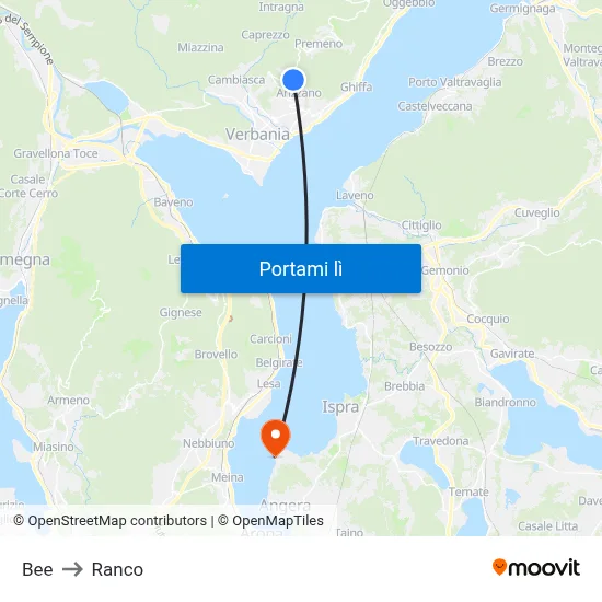 Bee to Ranco map