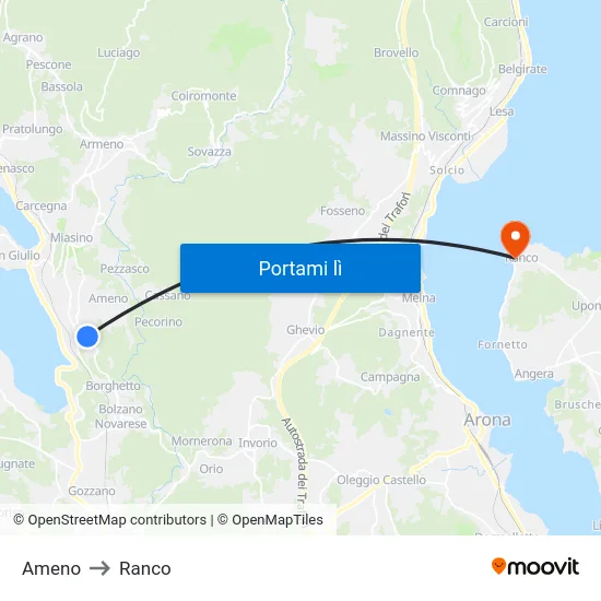 Ameno to Ranco map