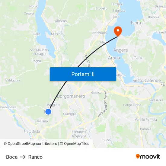 Boca to Ranco map