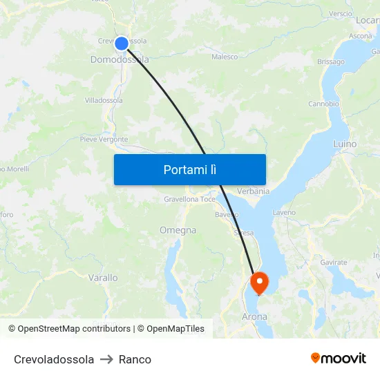 Crevoladossola to Ranco map