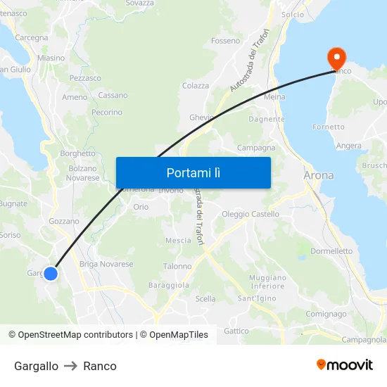 Gargallo to Ranco map