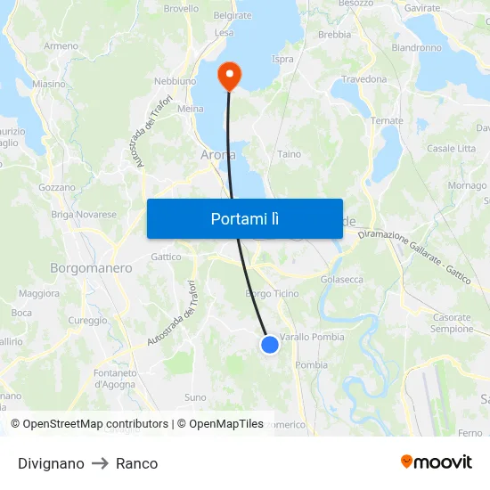 Divignano to Ranco map