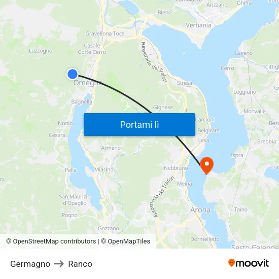 Germagno to Ranco map