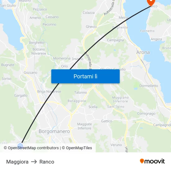 Maggiora to Ranco map