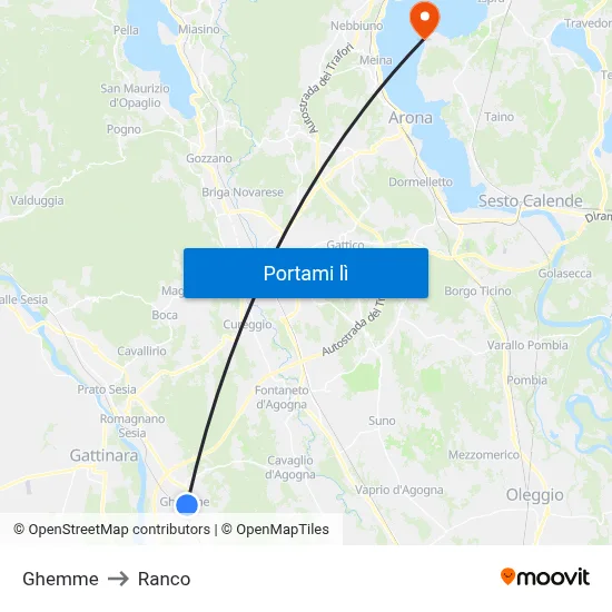 Ghemme to Ranco map