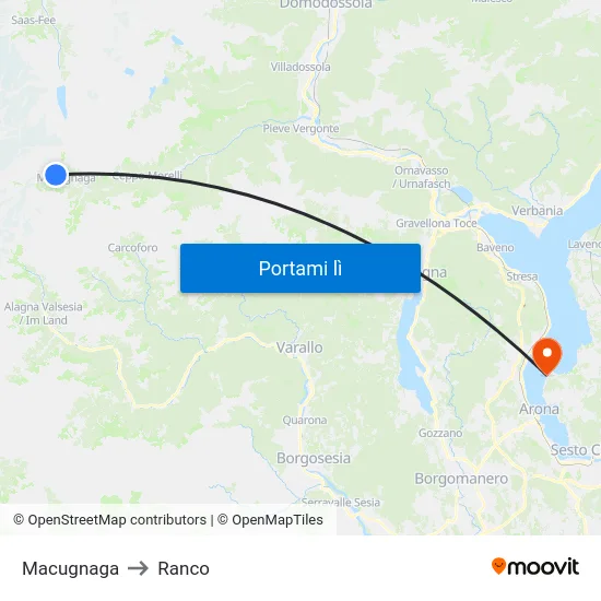 Macugnaga to Ranco map