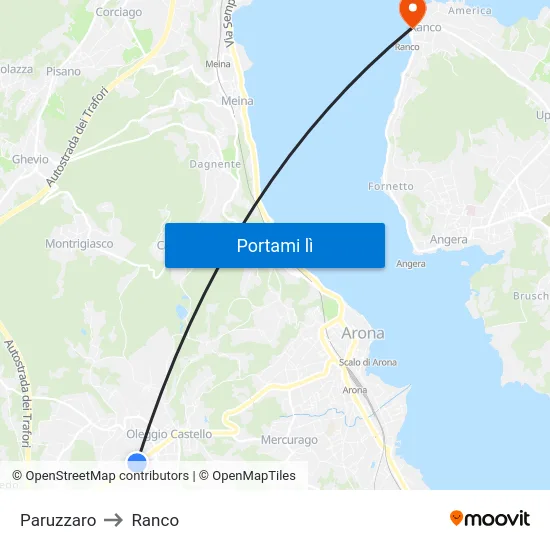 Paruzzaro to Ranco map
