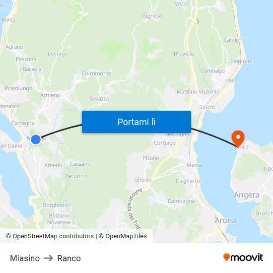 Miasino to Ranco map