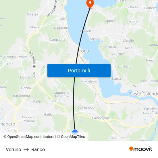 Veruno to Ranco map