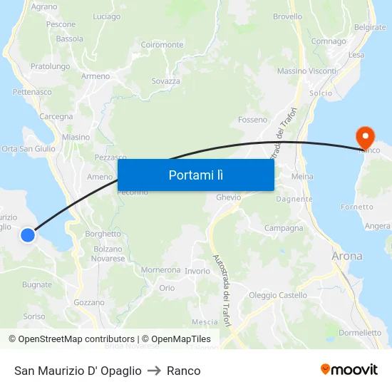 San Maurizio D' Opaglio to Ranco map