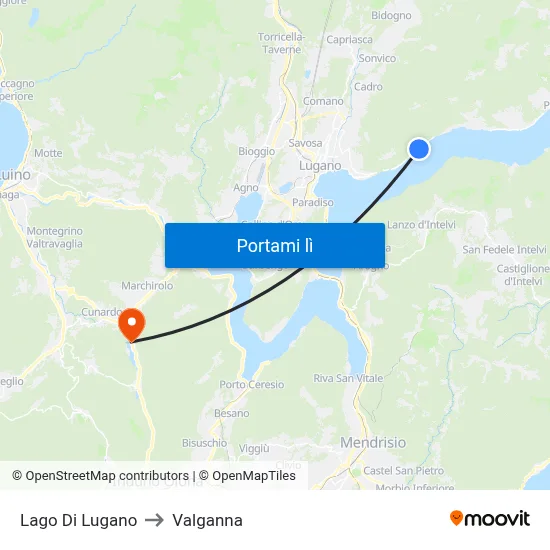 Lago Di Lugano to Valganna map