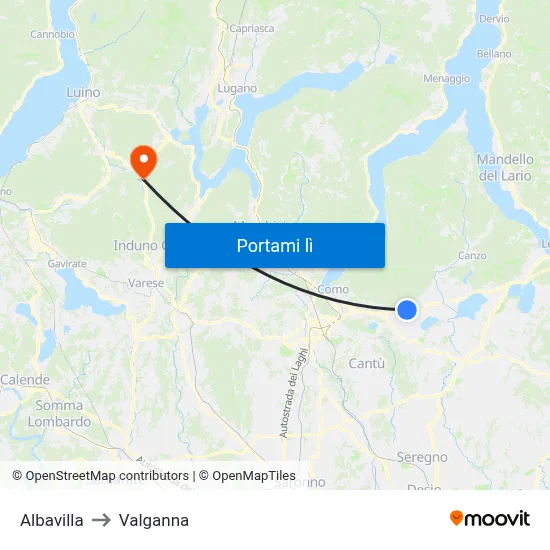 Albavilla to Valganna map