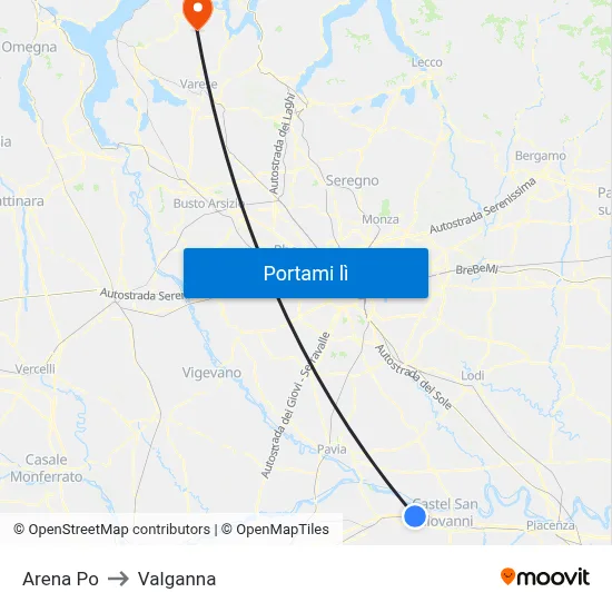 Arena Po to Valganna map