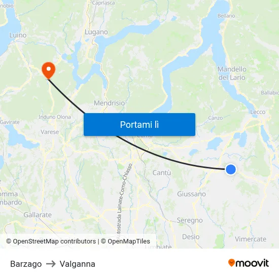 Barzago to Valganna map
