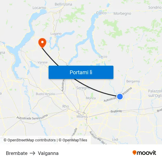 Brembate to Valganna map