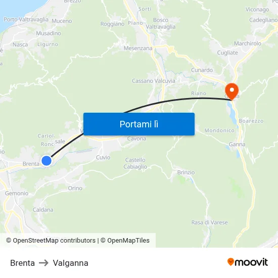 Brenta to Valganna map