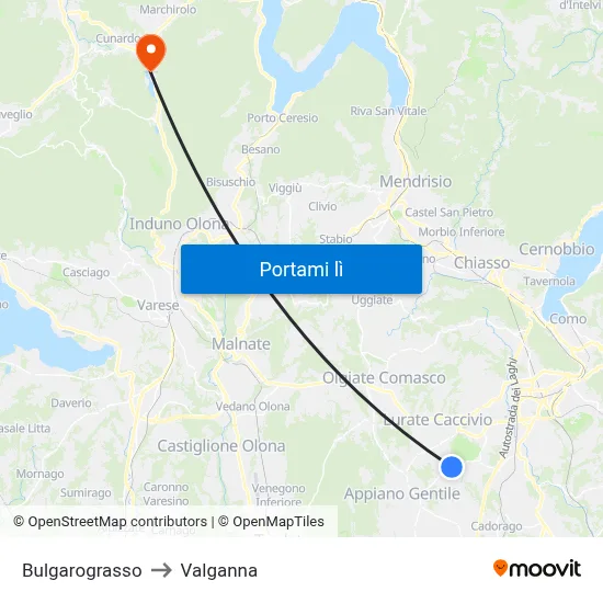 Bulgarograsso to Valganna map