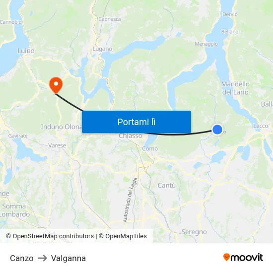 Canzo to Valganna map