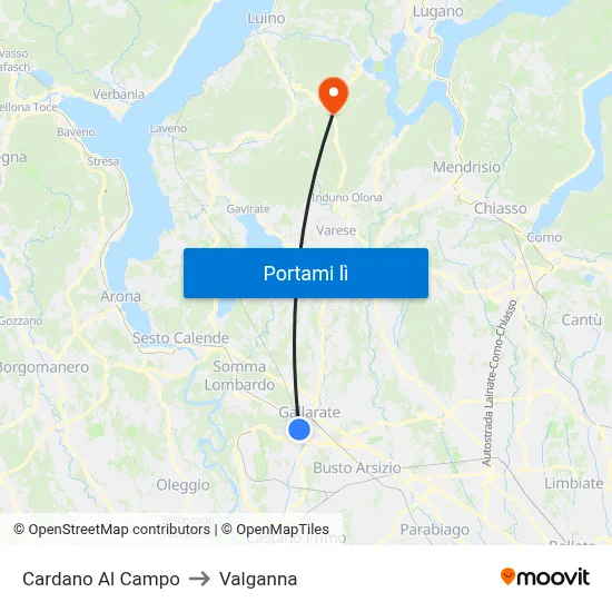 Cardano Al Campo to Valganna map