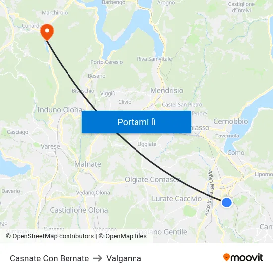 Casnate Con Bernate to Valganna map