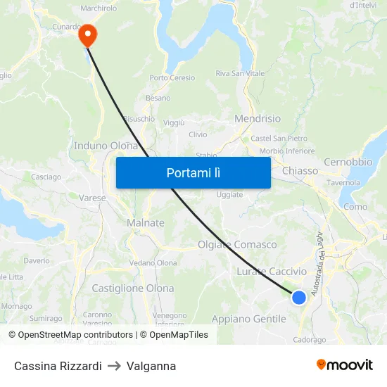 Cassina Rizzardi to Valganna map