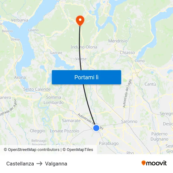Castellanza to Valganna map