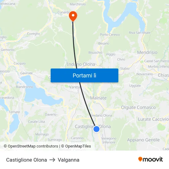 Castiglione Olona to Valganna map