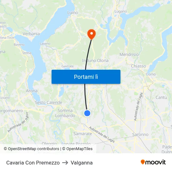 Cavaria Con Premezzo to Valganna map