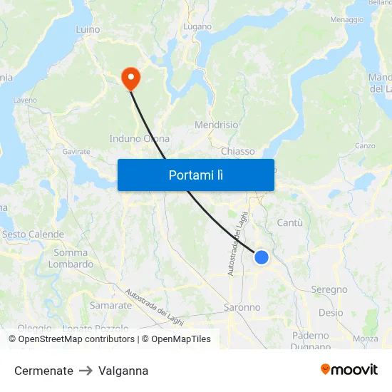Cermenate to Valganna map