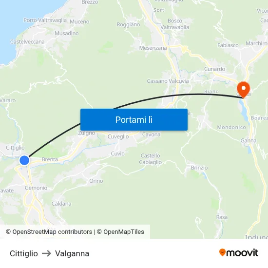 Cittiglio to Valganna map