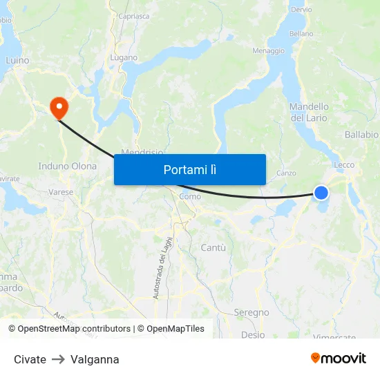 Civate to Valganna map