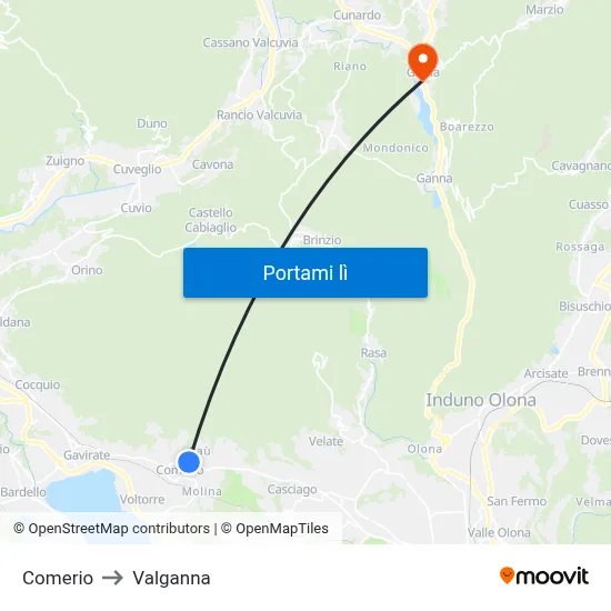 Comerio to Valganna map