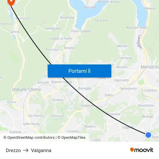 Drezzo to Valganna map