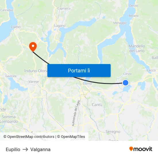 Eupilio to Valganna map
