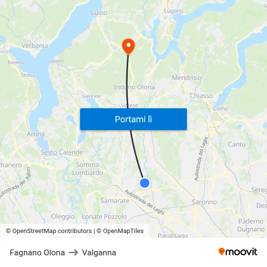 Fagnano Olona to Valganna map