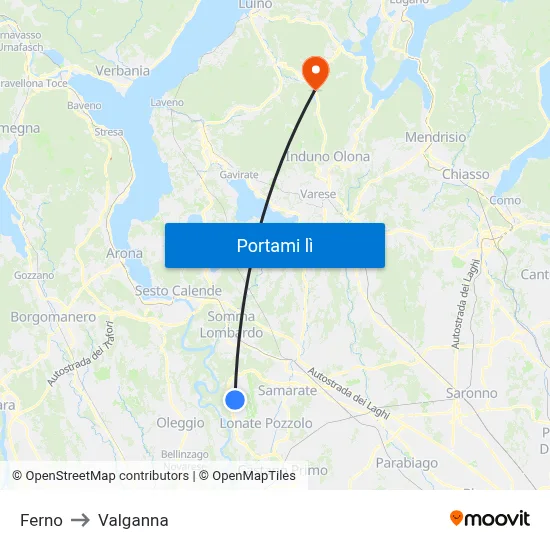 Ferno to Valganna map