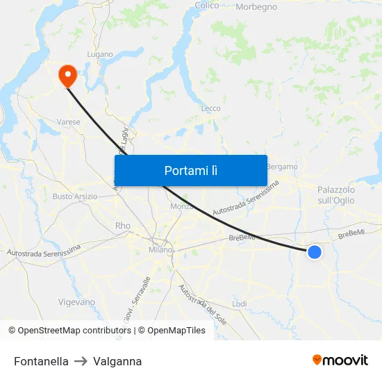 Fontanella to Valganna map