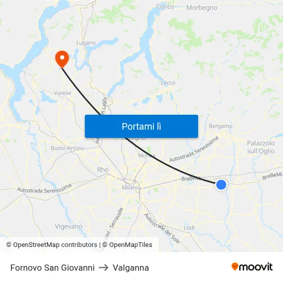 Fornovo San Giovanni to Valganna map