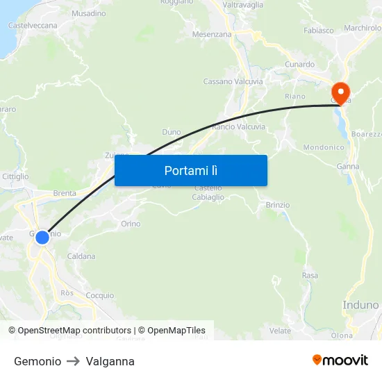 Gemonio to Valganna map