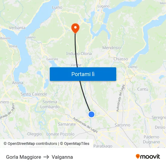 Gorla Maggiore to Valganna map