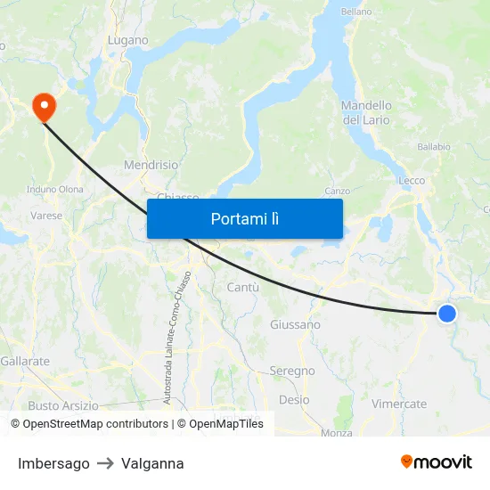 Imbersago to Valganna map