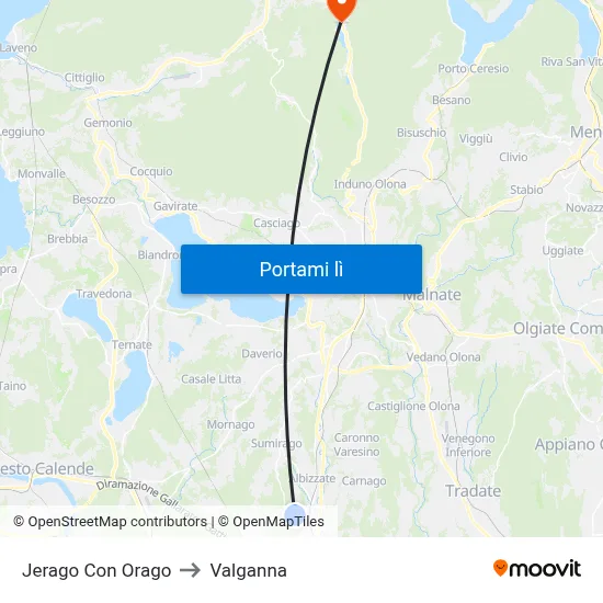 Jerago Con Orago to Valganna map
