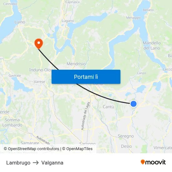 Lambrugo to Valganna map