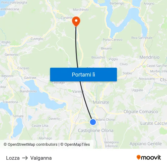 Lozza to Valganna map