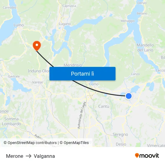 Merone to Valganna map